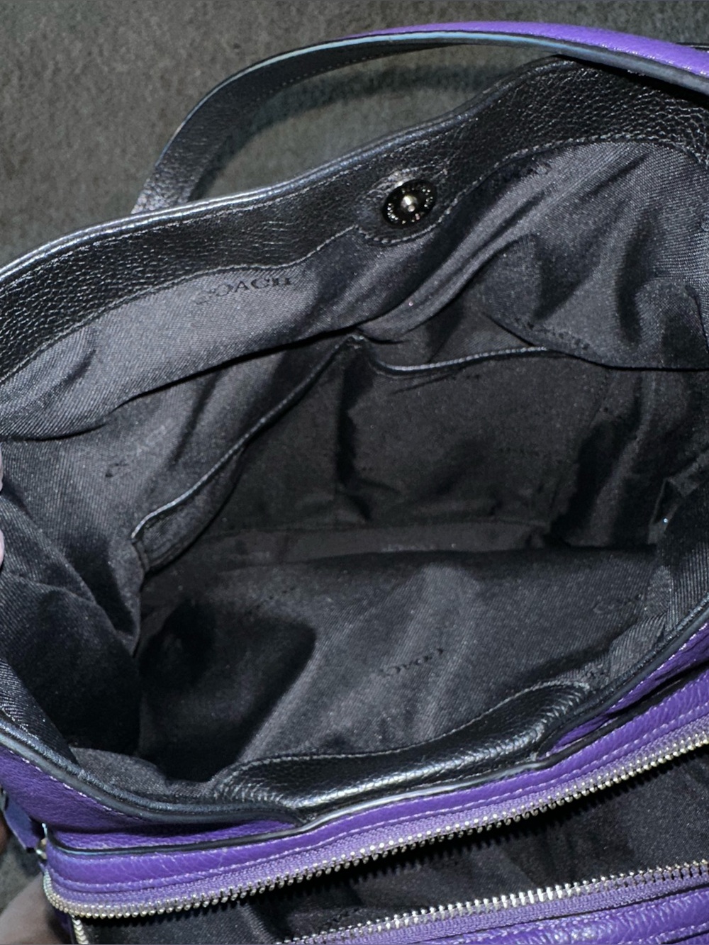 Coach Edie 31 Purple Pebbled Leather Shoulder Bag 3 Compartment Tote - Picture 9 of 13